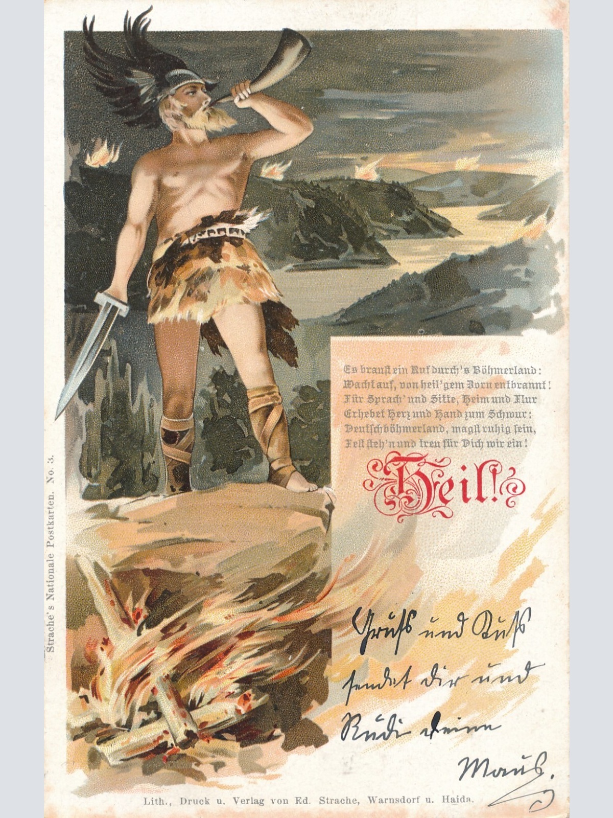 AK Heil mit Vikiniger Schwert mit Horn Ansichtskarte (14133)