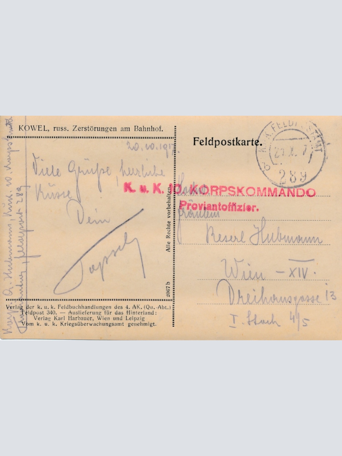 AK aus Kowel Ukraine Russ. zerstörung am Bahnhof Ansichtskarte (14134)