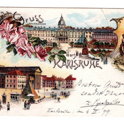 AK, Karlsruhe, Schloss Residenz, Baden-Württemberg, Litho, Ansichtskarte (S5574)