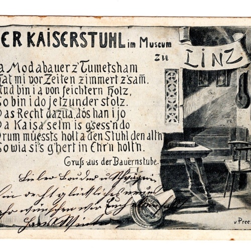 AK, Der Kaiserstuhl im Museum zu Linz, Oberösterreich, Ansichtskarte (S5630)