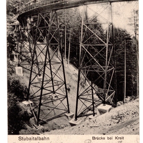 AK, Stubaitalbahn, Brücke bei Kreit, Tirol, Ansichtskarte (S5695)