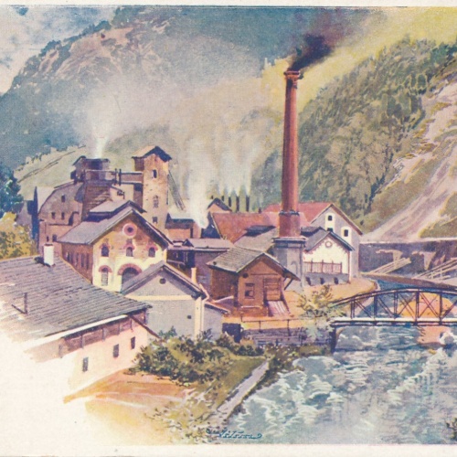 AK aus Hieflau mit Fabrik Steiermark Ansichtskarte (14187)