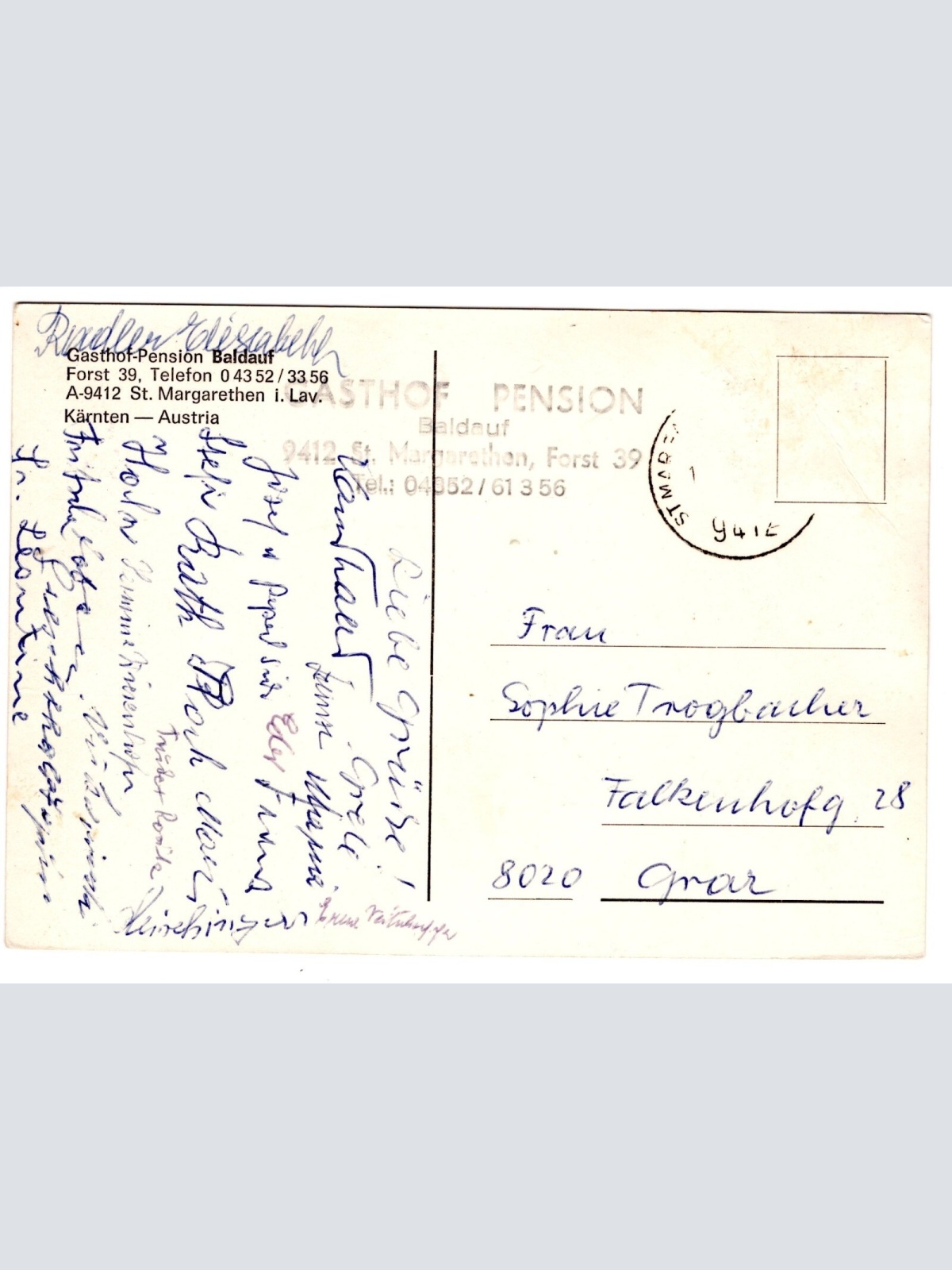 AK, Sankt Margarethen, Pension Baldauf, Kärnten, Ansichtskarte (S5748)