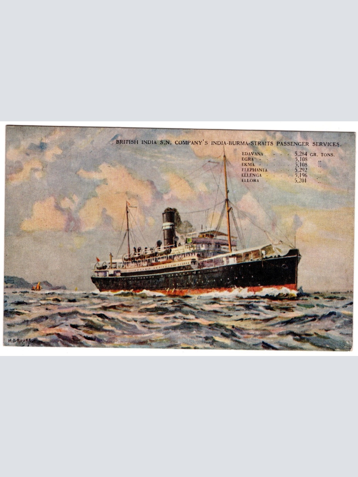 AK, British India S. N., Straits Passengers Services, Ansichtskarte (S5874)