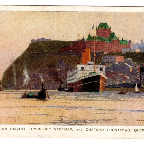 AK, Empress Steamer and Chateau Frontenac, Quebec, Ansichtskarte (S5884)
