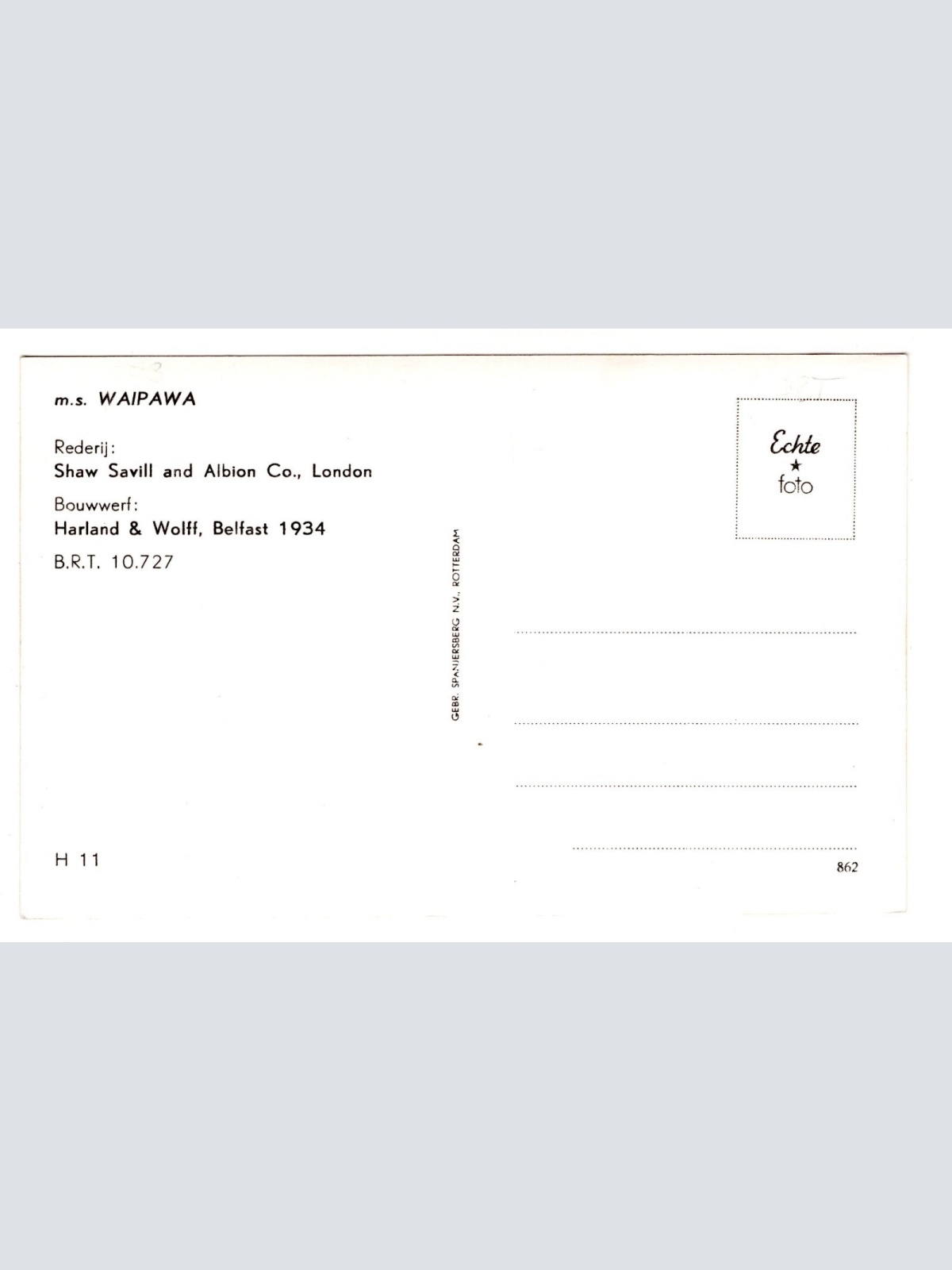 AK, m.s. Waipawa, Ansichtskarte (S5904)