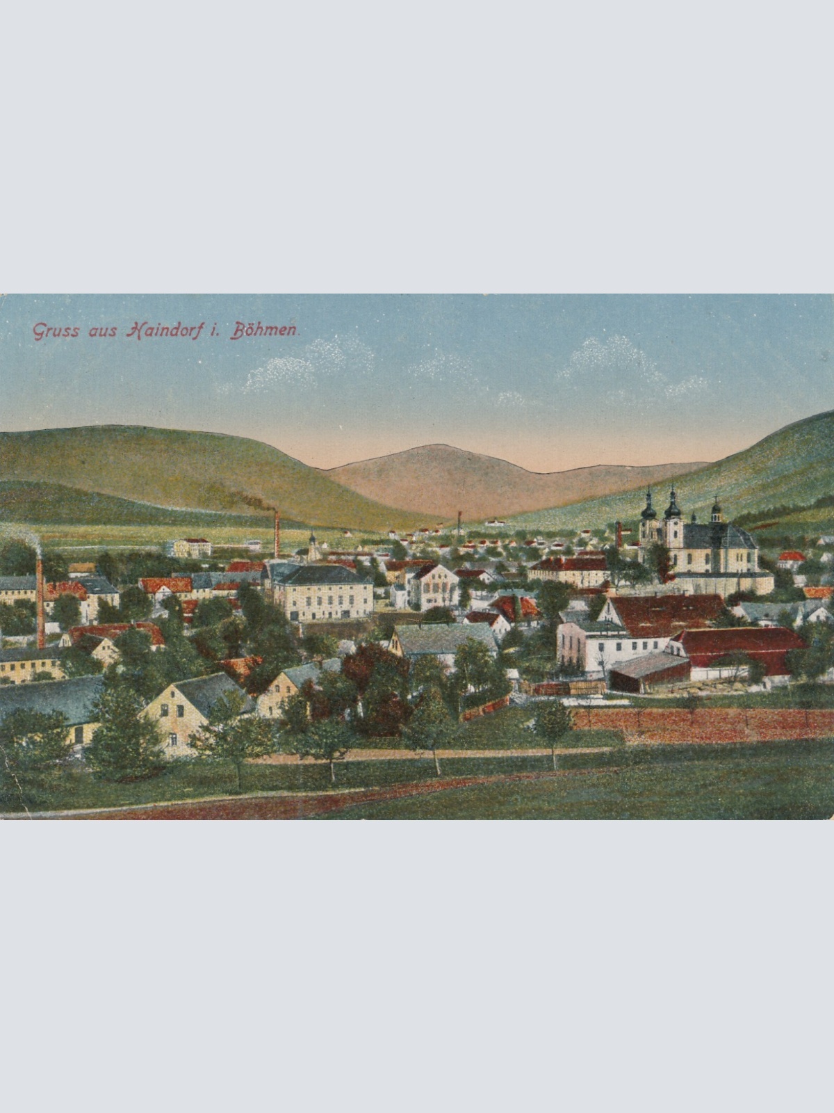 AK gruss aus Haindorf in Böhmen Tschechoslowakei Ansichtskarte (14282)