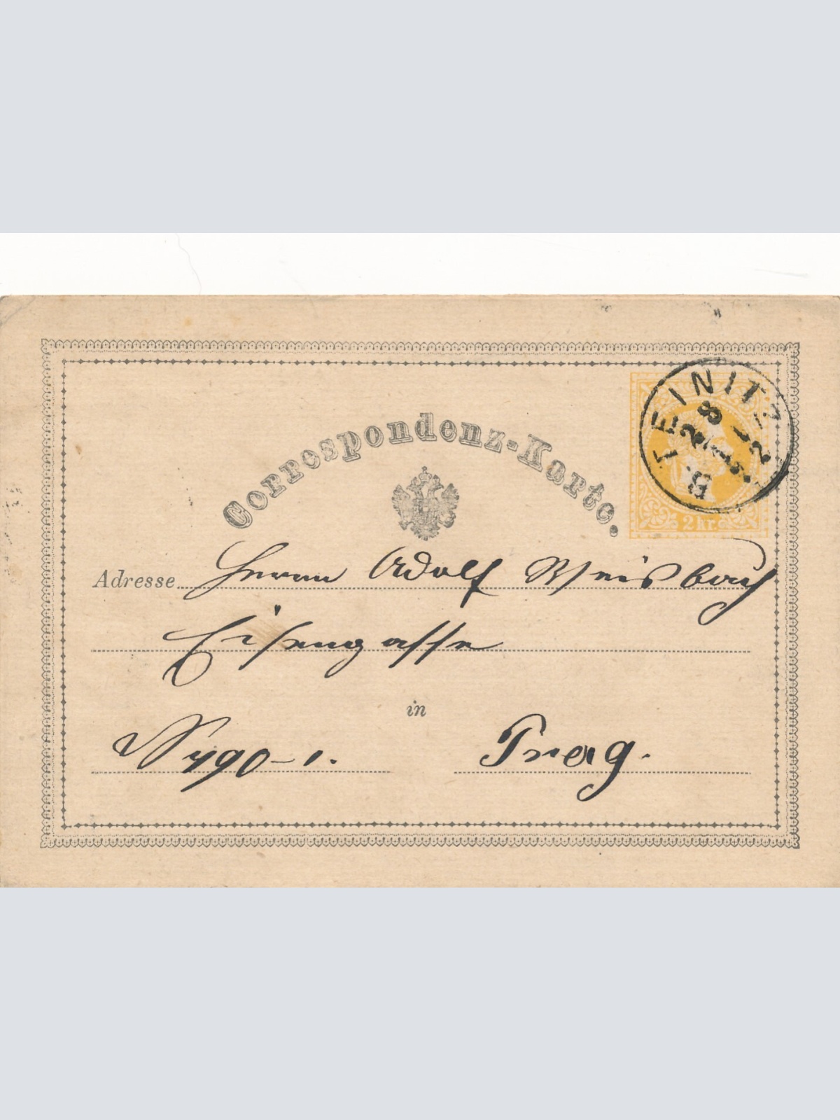 2 Kreuzer Ganzsachen - Karte 1872 aus B. Teinitz (14363)