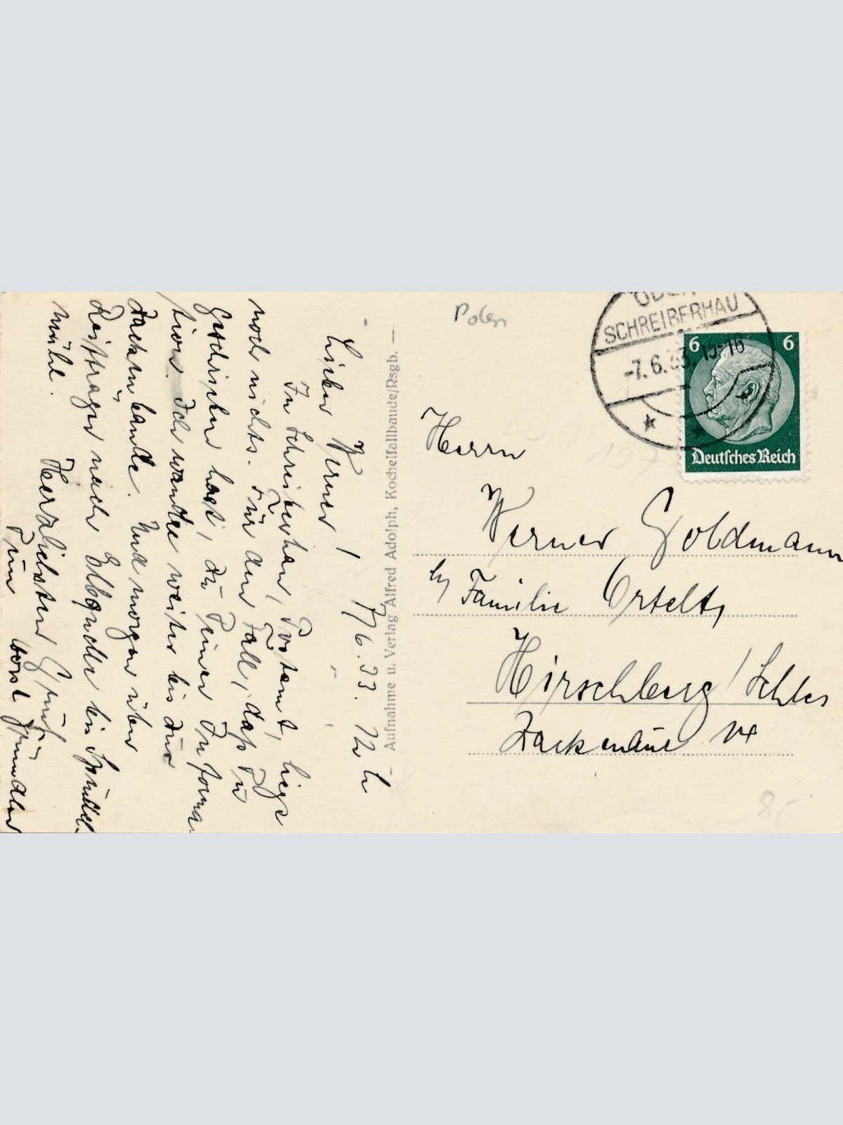 AK aus mittel Schreiberhau mit Kirche Polen Ansichtskarte (14310)