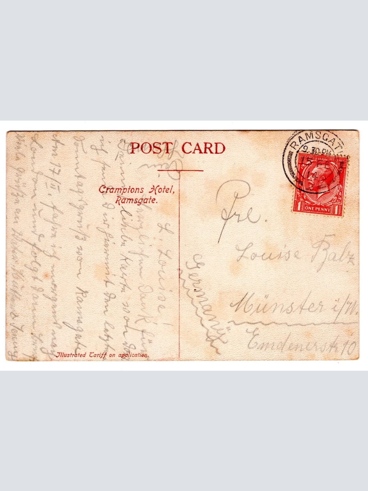 AK, Cramptons Hotel, Ramsgate, England, Ansichtskarte (S6174)