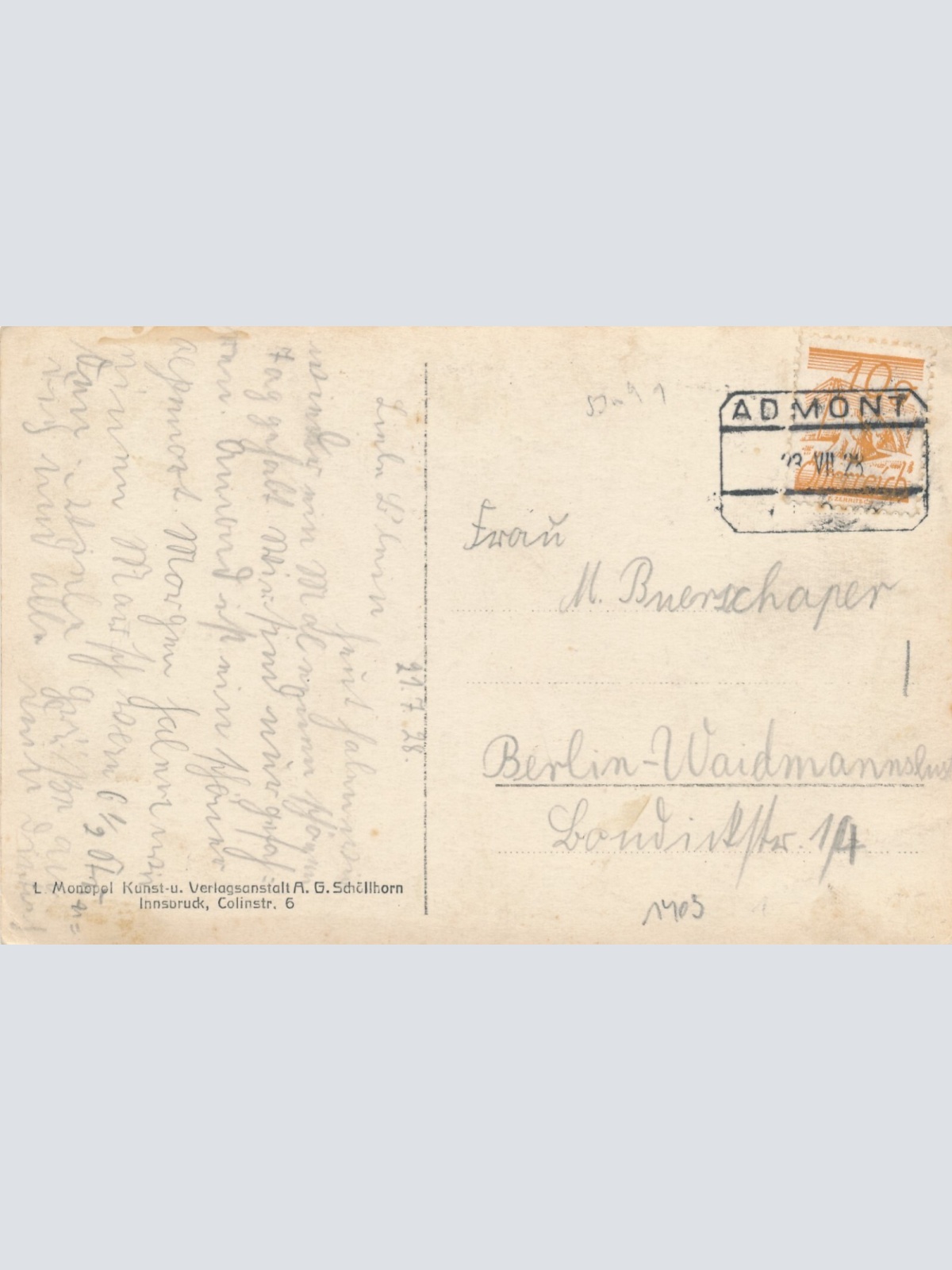 AK aus Admont mit dem Buchberg Steiermark Ansichtskarte (14501)