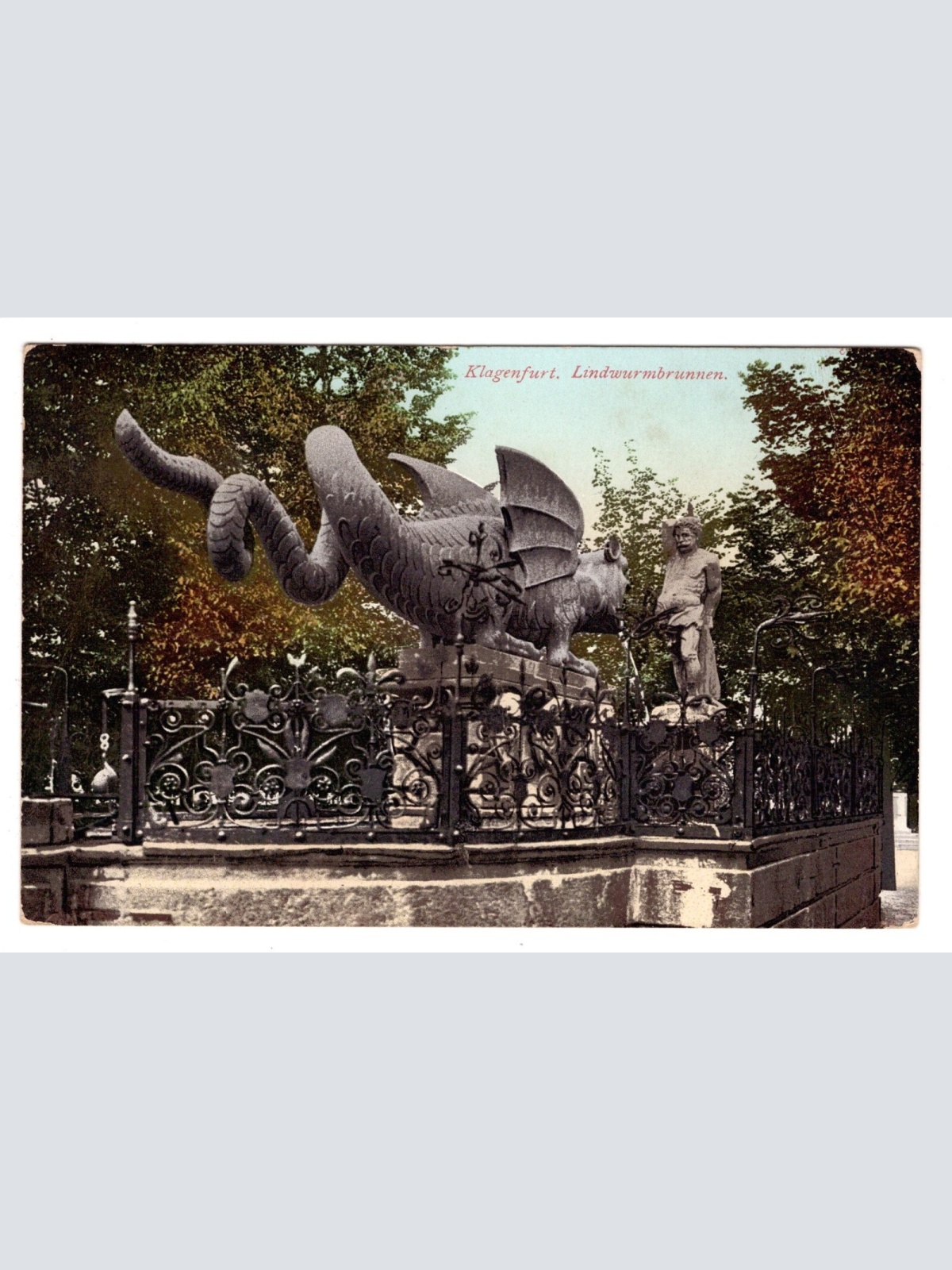 AK, Klagenfurt, Lindwurmbrunnen, Kärnten, Ansichtskarte (S6469)