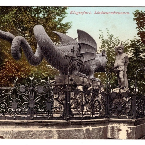 AK, Klagenfurt, Lindwurmbrunnen, Kärnten, Ansichtskarte (S6469)