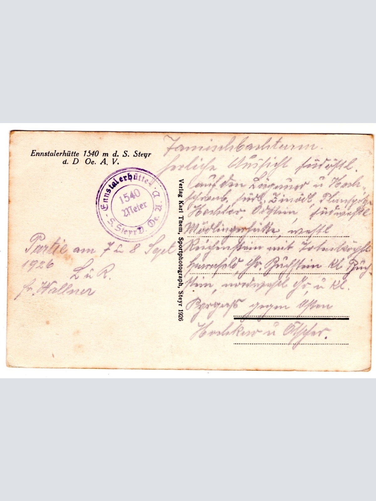 AK, Ennstalerhütte, Admont, Steiermark, Ansichtskarte (S6553)