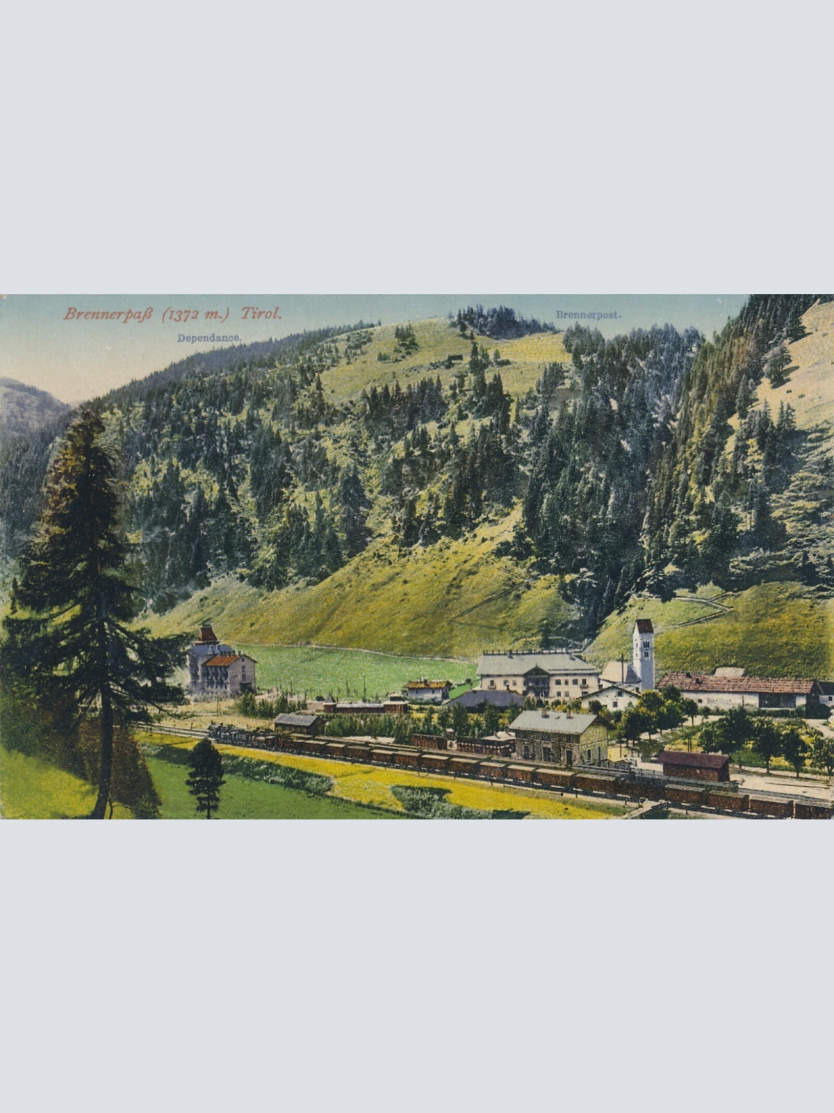 AK vom Brennerpaß mit Eisenbahn - Bahnhof Italien Ansichtskarte (14351)