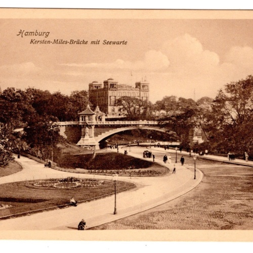 AK, Hamburg, Kersten-Miles-Brücke mit Seewarte, Ansichtskarte (S6832)