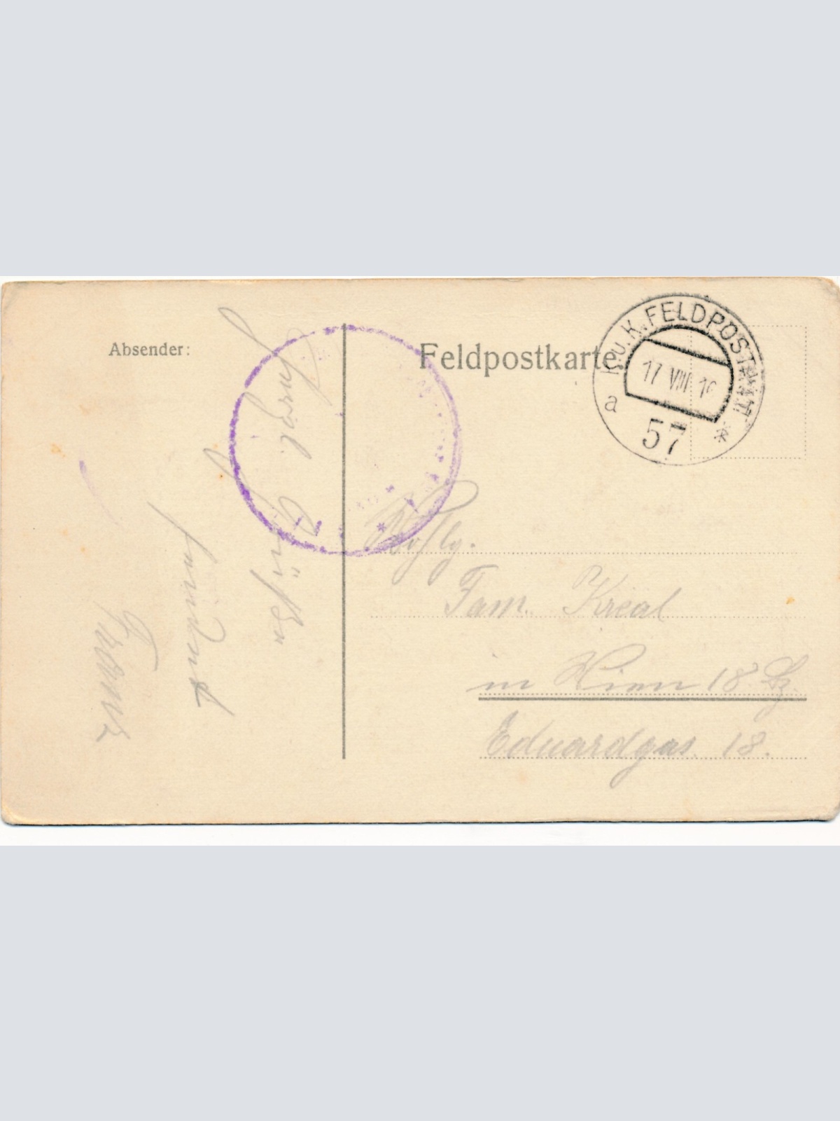 K. u. K. Feldpostamt Nr. 57 Soldaten im Wald (14425)