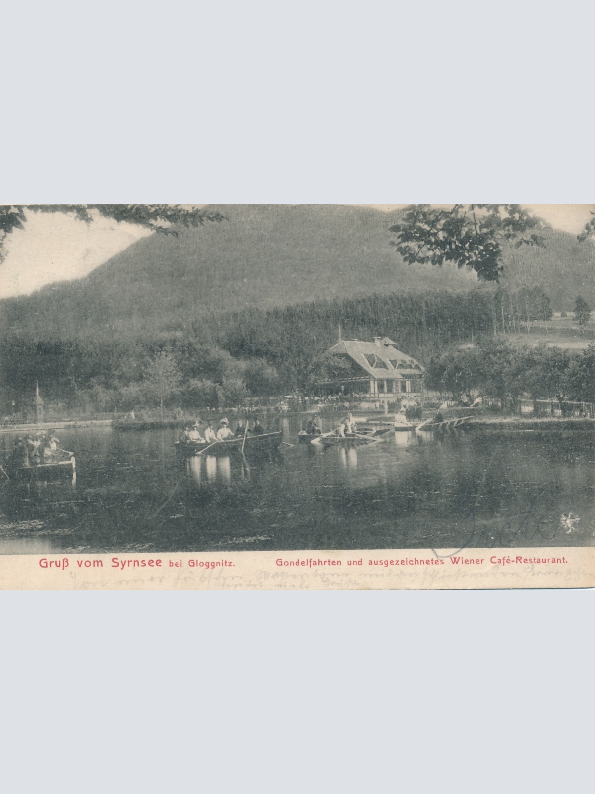 AK gruß vom Syrnsee bei Gloggnitz mit Booten Steiermark Ansichtskarte (14462)