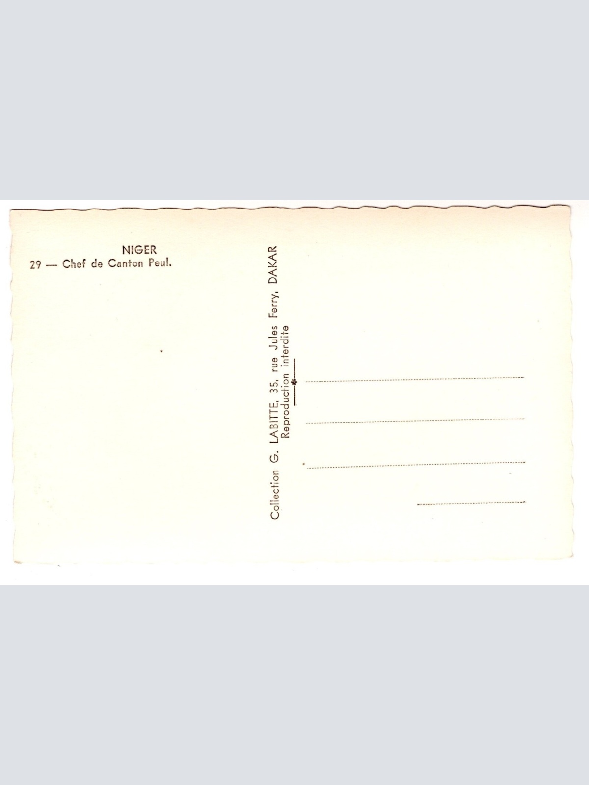 AK, Niger - Chef de Canton Peul, Ansichtskarte (S7281)