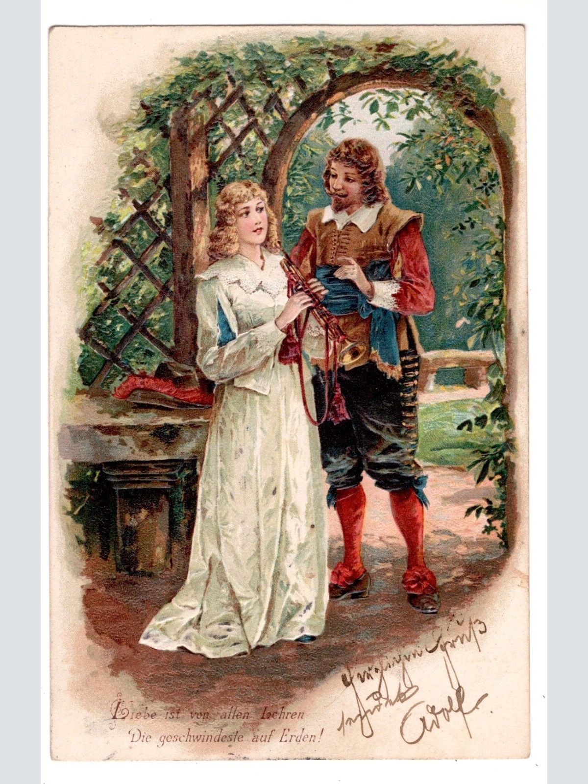 Präge-AK, Liebe ist von allen Lehren die geschwindeste, Ansichtskarte (S7287)