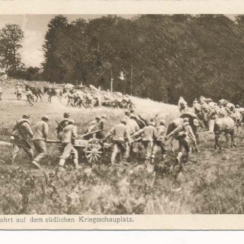 AK Artillerie Auffahrt a. d süd. Kriegsschauplatz Militaria Ansichtskart (14535)