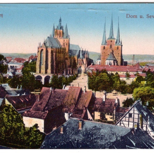 AK, Erfurt, Dom u. Severikirche, Thüringen, Ansichtskarte (S7415)