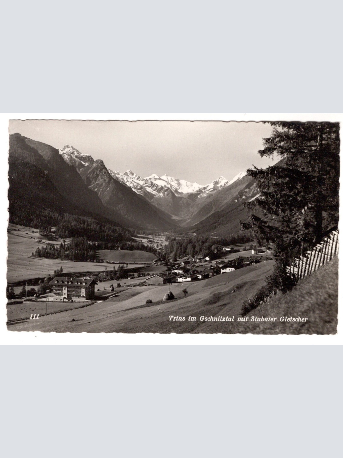 AK, Trins im Gschnitztal mit Stubaier Gletscher, Tirol, Ansichtskarte (S7431)