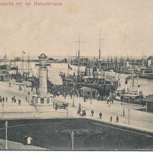 AK aus Stettin Hafenpartie vor der Hakenterrasse Polen Ansichtskarte (14569)