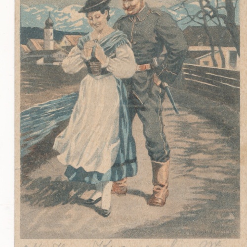 AK Soldat mit Mädchen am kennenlernen Militaria (14609)