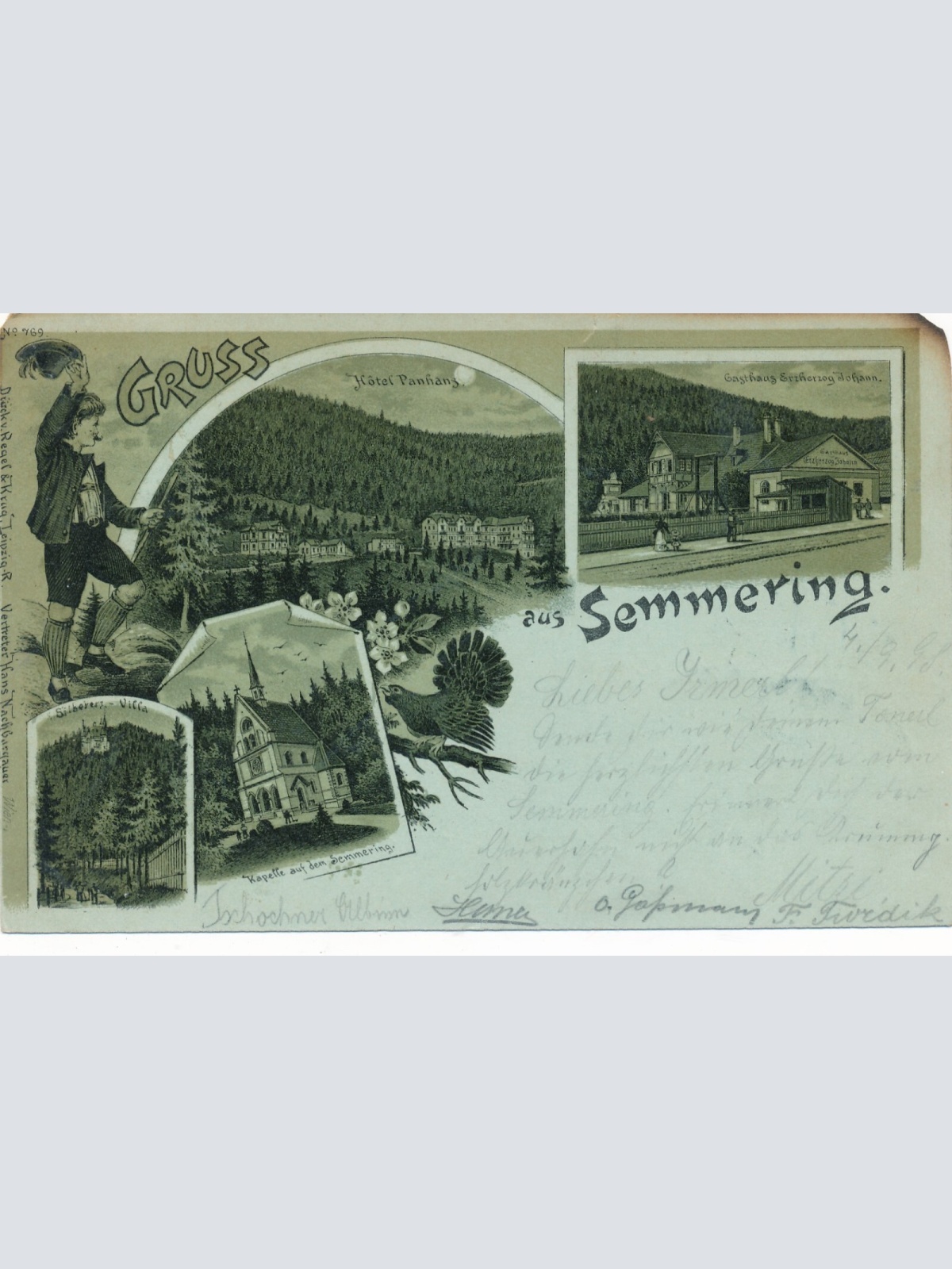 Mondschein Litho - Karte gruss vom Semmering Niederösterr. Ansichtskarte (14450