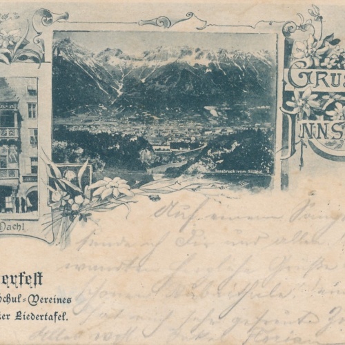 AK gruss aus Innsbruck mit Zudruck Sommerfest Tirol Ansichtskarte (14701)