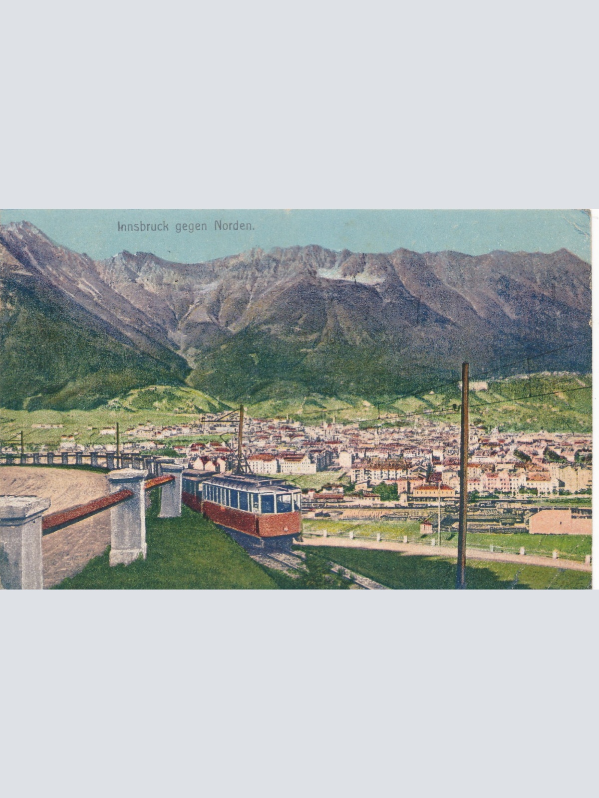 AK aus Innsbruck gegen Norden mit Bahn Tirol Ansichtskarte (14716)