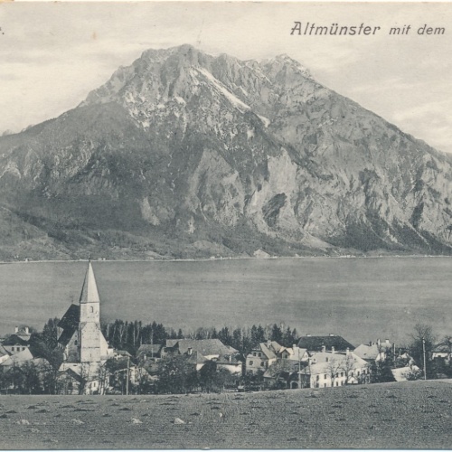 AK aus Altmünster mit dem Traunstein Ansichtskarte Oberösterreich (14831)