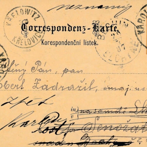 2 Kreuzer Ganzsachen - Karte aus Karolinenthal (14915)