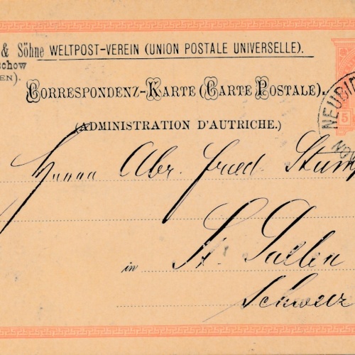 5 Kreuzer Ganzsachen - Karte aus Neubidschow Novy Bydzov (14920)