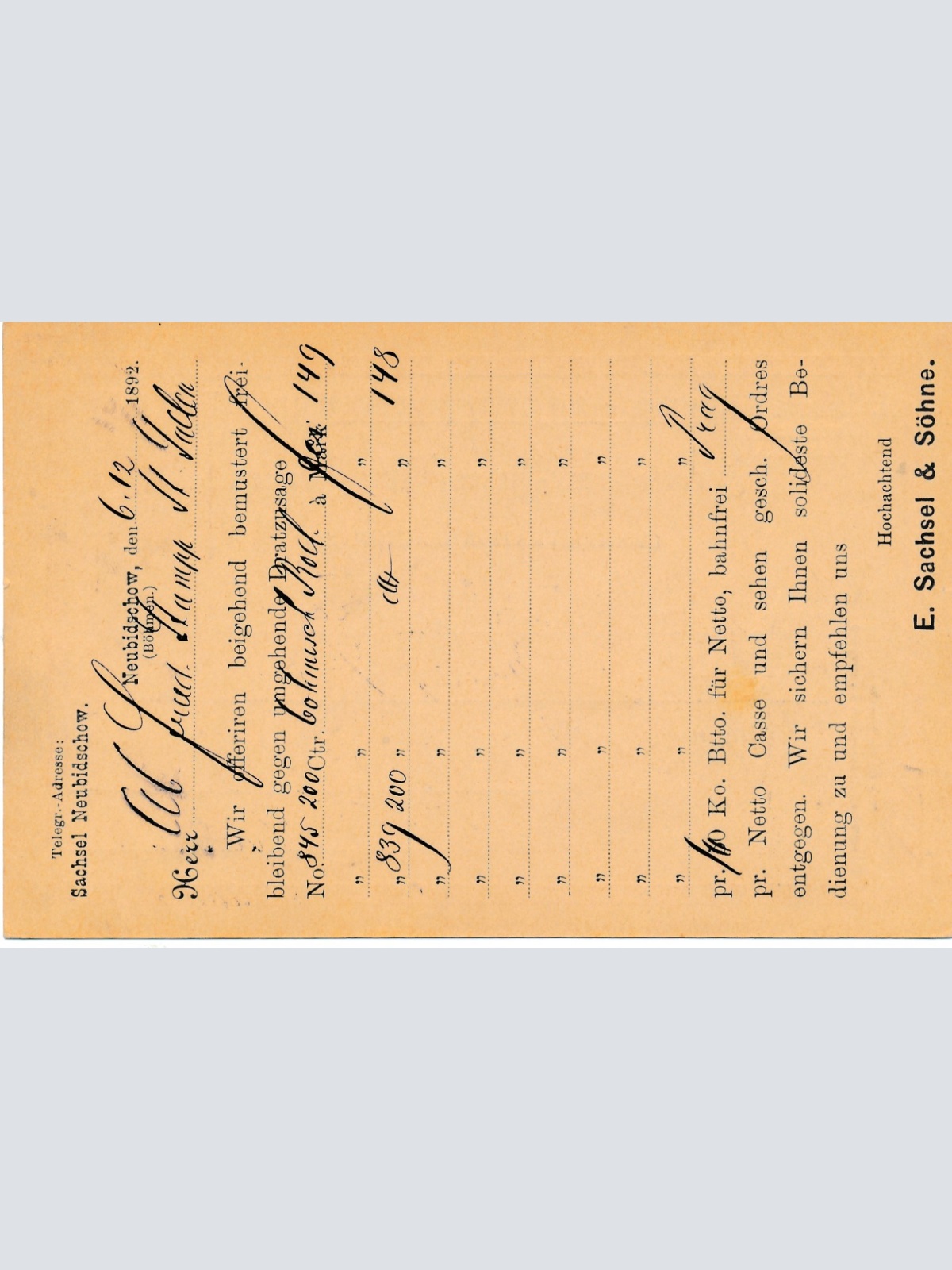 5 Kreuzer Ganzsachen - Karte aus Neubidschow Novy Bydzov (14920)