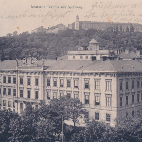 AK aus Brünn Deutsche Technik mit Spielberg Tschechoslov. Ansichtskarte (14943)