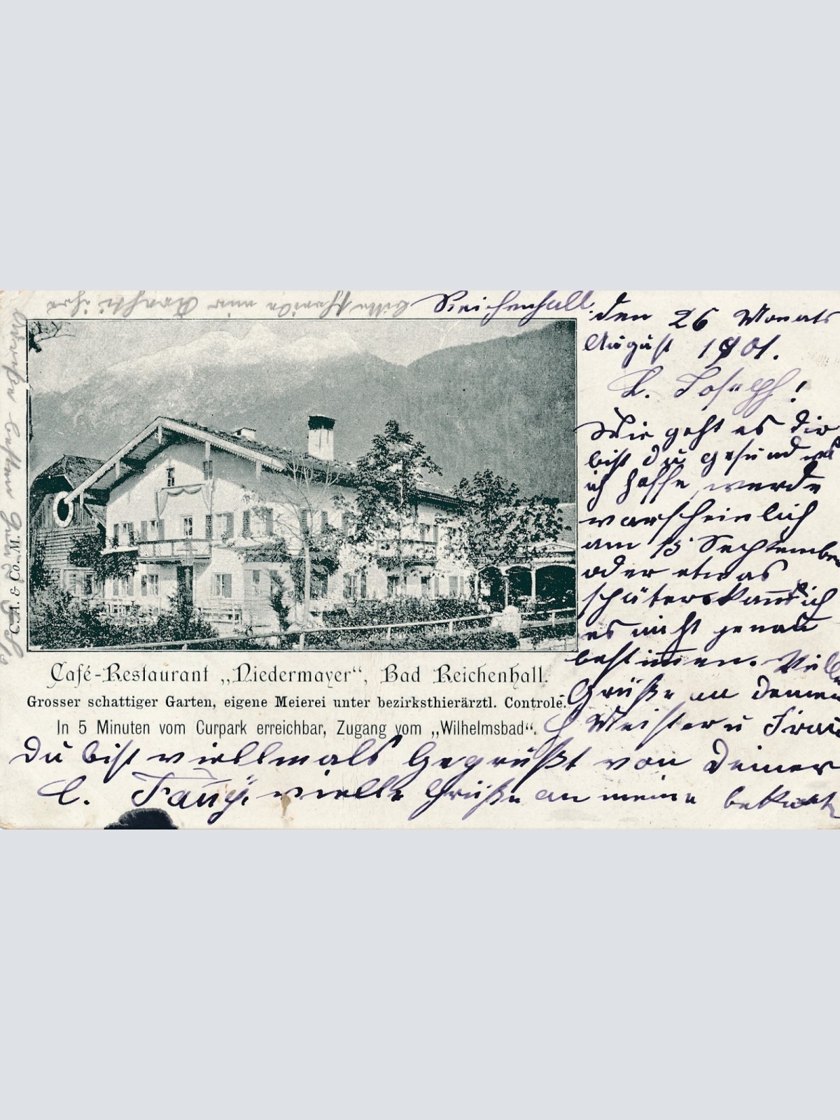 AK aus Bad Reichenhall mit Cafe Rest. Niedermayer Bayern Ansichtskarte (14927)