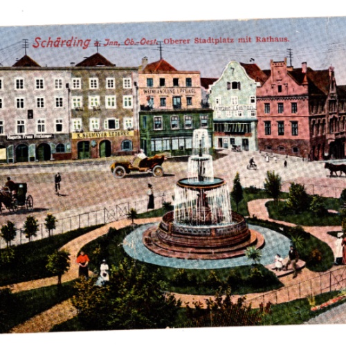AK aus Schärding a. Inn, Stadtp. mit Rathaus,Oberösterreich Ansichtskarte (F410)