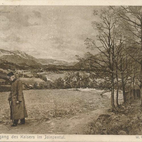 AK Morgenspaziergang des Kaisers im Jainzental Militaria Ansichtskarte (14976)
