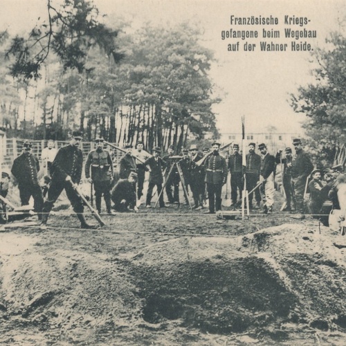 AK Französische Kriegsgefangene beim Wegebau Militaria Ansichtskarte (14991)