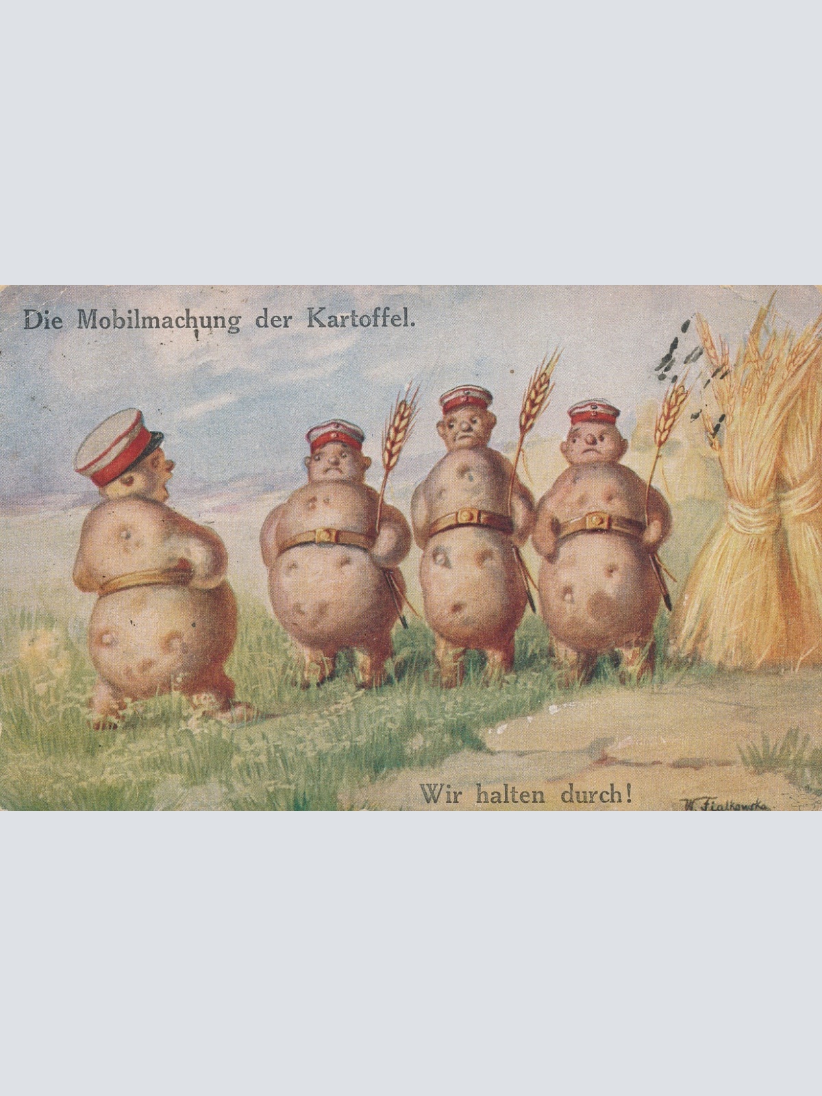 AK die Mobilmachung der Karttoffel wir halten durch Ansichtskarte (15868)