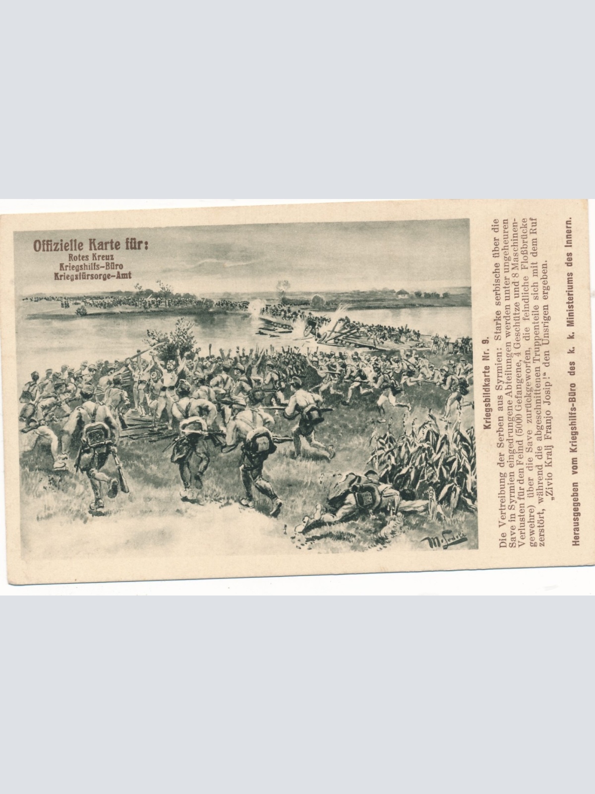 AK Militaria Rot Kreuz Karte Nr. 9 Die Vertreibung der Serben aus Syrmien (16028