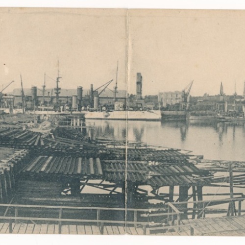 Doppel - Karte aus Bahia Blanca Militär Hafen Argentinien Ansichtskarte (15821)