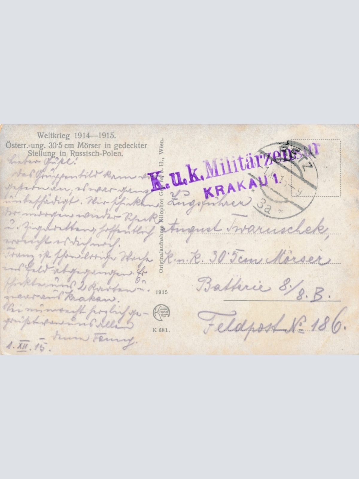 AK Militaria Österr. Ung. 30,5 cm Mörser in Deckung Ansichtskarte (15973)