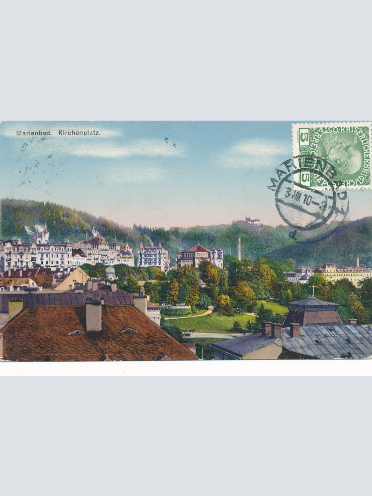 AK aus Marienbad Kirchenplatz Tschechoslowakei Ansichtskarte (15924)