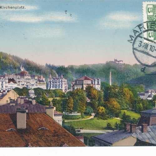 AK aus Marienbad Kirchenplatz Tschechoslowakei Ansichtskarte (15924)
