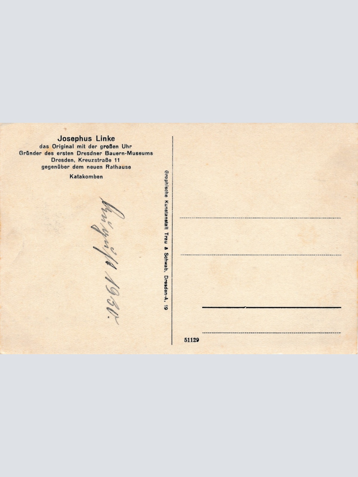 AK aus Dresden Josephus Linke Katakomben Sachsen Ansichtskarte (15703)