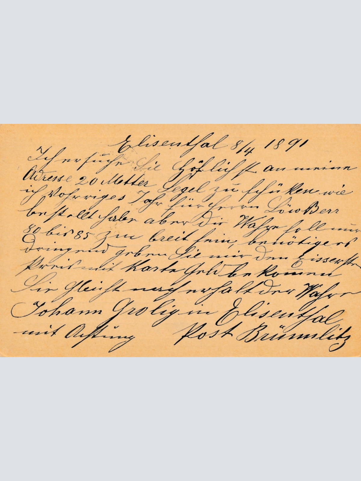 2 Kreuzer - Ganzsachen - Karte aus Brünnlitz (16221)