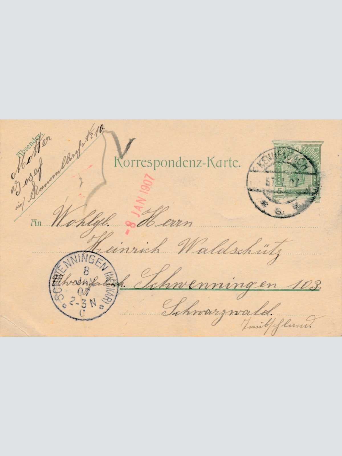 5 Heller Ganzsachen - Karte 1904 aus Kennelbach (16201)